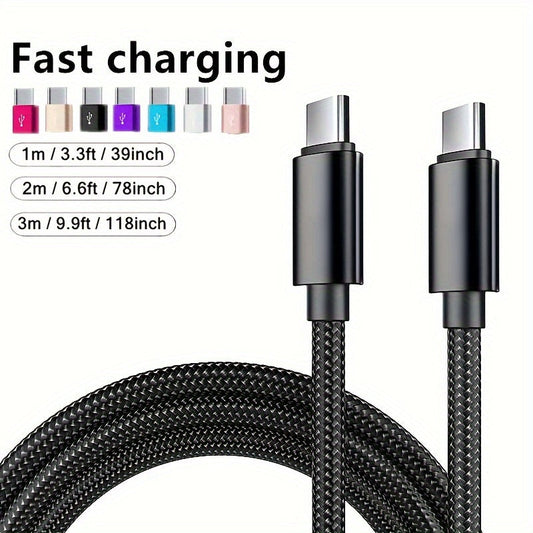 60W Fast Charging USB-C to Type-C Cable - Compatible with Samsung, MacBook, iPad & Xiaomi Devices